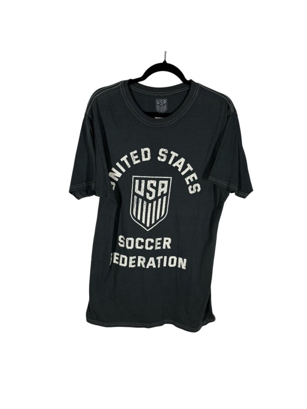 United States Soccer Federation L USA Gray Front/Back Graphic S/Sleeve Tee NWT